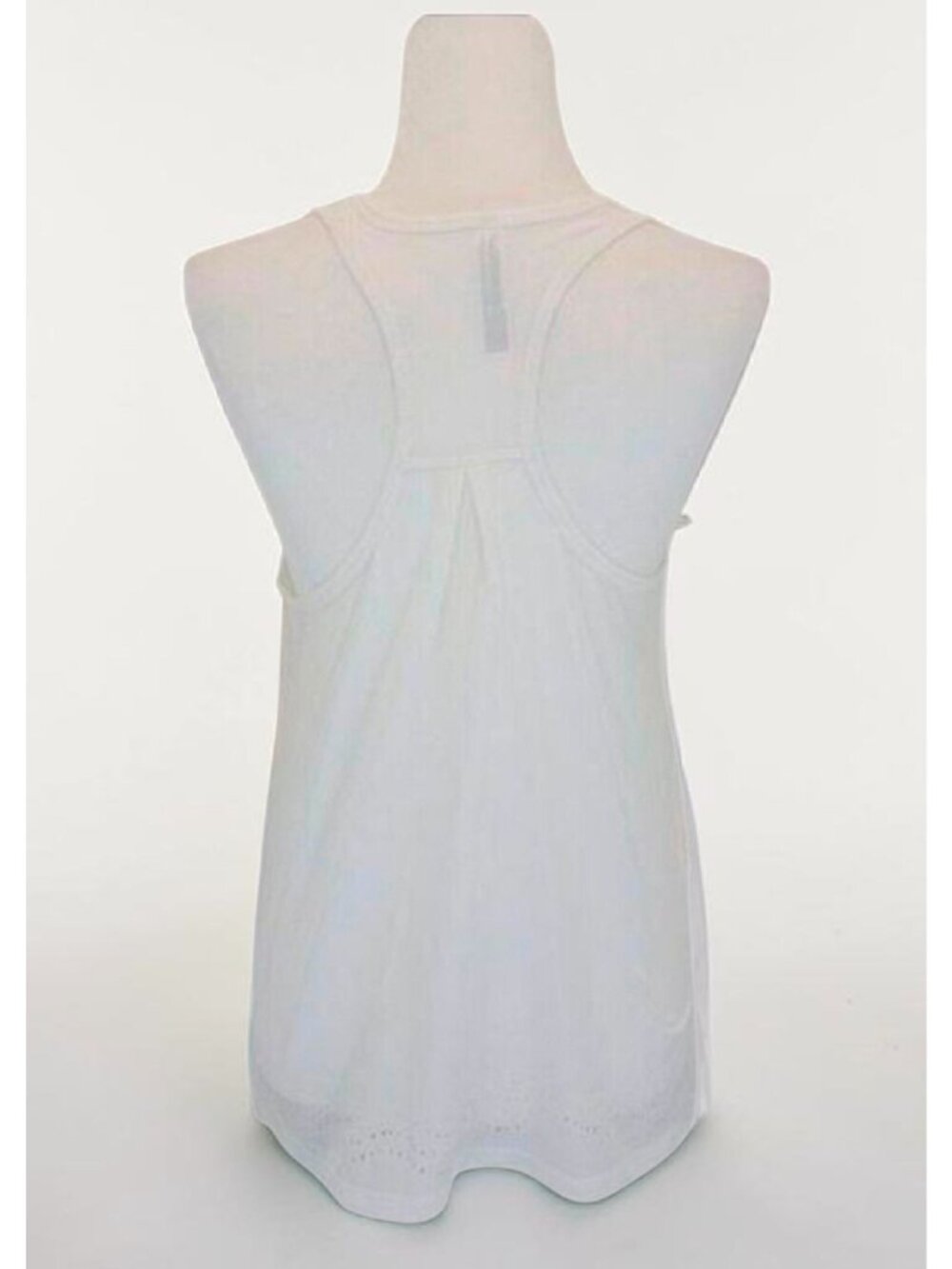 Loose-Fit White Racerback Tank Top With Laser-Cut Hem Detailing Lightweight Fabr - Picture 4 of 11